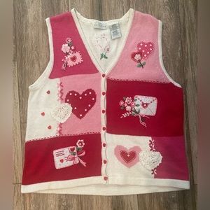 Floral and Heart Sweater Vest by White Stag - SOLD